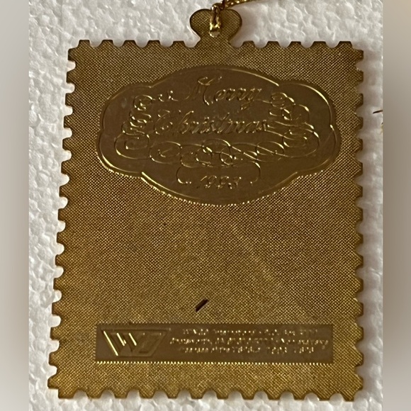 Winco Reindeer Greetings 29c US Postage Stamp Christmas Ornament 22kt Gold Plate - Picture 4 of 5